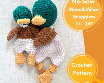 No-Sew Miles&Milan Ducks Snugglers Bundle Crochet PATTERN || Duck Amigurumi Snuggler Pattern || Lovey Duck Crochet Pattern