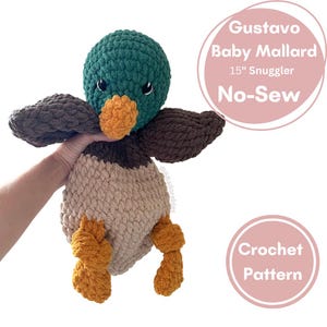 No-Sew Gustavo Baby Mallard Duck Snuggler Crochet PATTERN || Mallard Duck Amigurumi Snuggler Pattern || Lovey Baby Mallard Crochet Pattern
