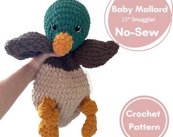 Patrón de crochet para acurrucarse con pato bebé ánade real Gustavo sin costuras // Patrón de acurrucarse con pato ánade real amigurumi // Patrón de crochet para acurrucarse con pato bebé Lovey