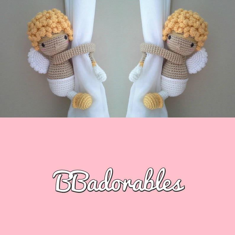 Guardian Angel Curtain tieback crochet PATTERN, right or left tieback pattern PDF Angel Pattern PDF instant download by BBadorables image 7