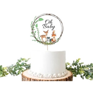 Baby Shower Cake Topper, Woodland Cake Topper, Woodland Babies, Centerpiece, Shower Decoration, Watercolor