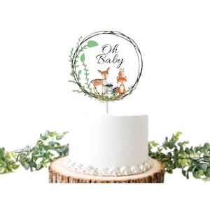 Woodland Baby Shower Cake Topper: Watercolor Animals Centerpiece