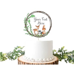 Baby Shower Cake Topper, Woodland Cake Topper, Woodland Babies, Centerpiece, Shower Decoration, Watercolor