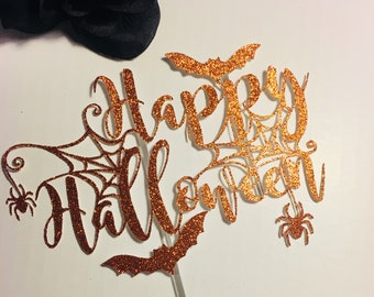 Happy Halloween Cake Topper Set – 8-teilig, Glitzernde Kuchen-Deko Für Halloween-Partys
