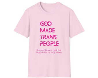 ¡ENVÍO GRATIS! Camiseta unisex suave God Made Trans People, tallas S a 5X, varios colores, excelente regalo para aliados, cristianos LGBTQ+ y celebraciones del orgullo