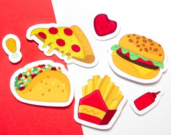 Fast food stickers | Junk food stickers | Cheat day stickers | Takeaway stickers | Cute food stickers | Vinyl sticker set | Junk food gift