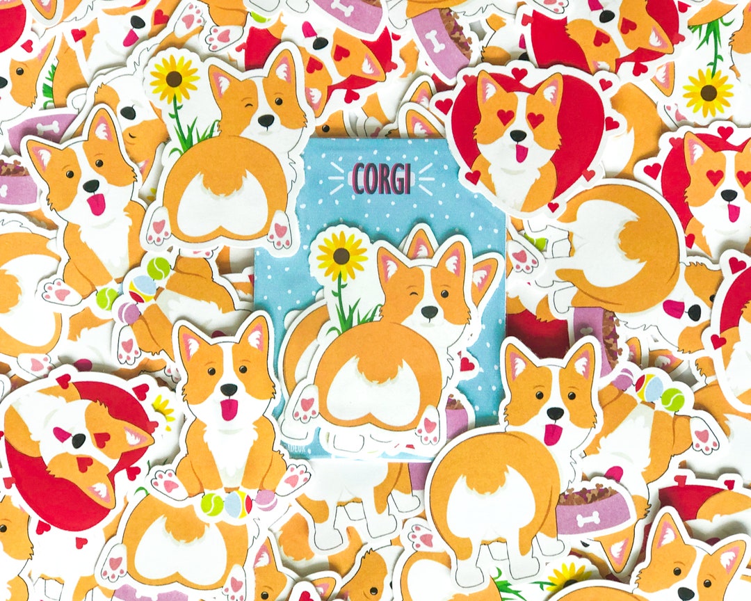 Labratory Corgi Sticker Corgi Sticker Set | Pembroke Welsh Corgi Stickers Set | Corgi Vinyl ...