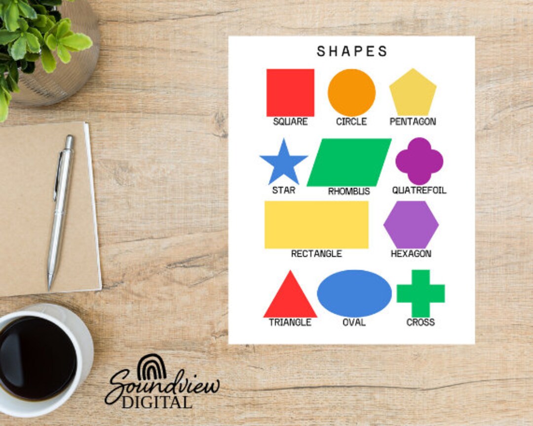 Rainbow Shapes Sign for Playroom, Nursery, Homeschool, or Classroom 5 ...