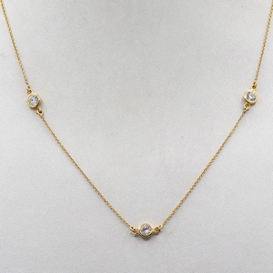 Diamond Station Necklace: 18k Gold Chain, Minimalist Stacking Necklace