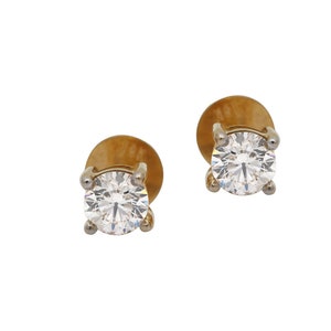 White Diamond Stud Earring, 18k Yellow Gold Diamond Stud Earring, Diamond Gold Earring, Diamond Stud Earring, Birthday Gift