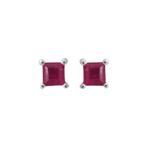 Red Ruby Studs, 925 Sterling Silver Studs, 5MM Ruby Studs, Tiny Ruby Studs, Minimalist Ruby Studs, Dainty Ruby Studs, July Birthstone Studs
