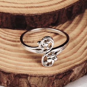 Floral Silver Ring, 925 Sterling Silver Ring, Fine Silver Jewelry Ring, Dainty Silver Ring, Silver Jewelry Ring, Personalization Gift