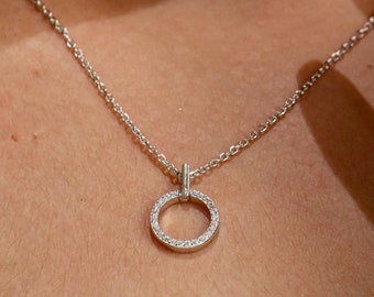 Cubic Zirconia Gemstone Necklace : 925 Sterling Silver
