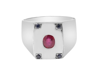 Ruby & Sapphire Gemstone 925 Sterling Silver
