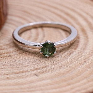 Dainty Green Tourmaline Ring, 925 Sterling Silver Ring, Tourmaline Engagement Ring, Gemstone Jewelry, October Birthstone Ring, Promise Ring