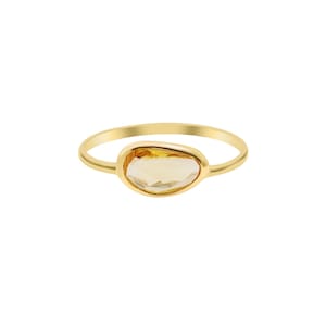 Yellow Sapphire Ring- Sapphire Gemstone Ring-14k Yellow Gold Sapphire Ring-Tiny Yellow Sapphire Ring-Minimalist Sapphire Ring