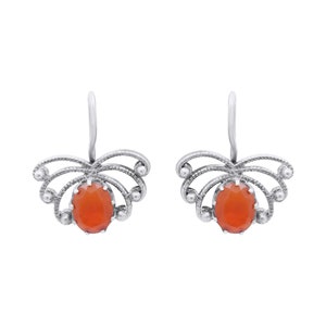 Natural Carnelian Earrings, 925 Silver Earrings, Boho Carnelian Earrings For Women, Carnelian Gemstone Earrings For Women, Valentine Gift