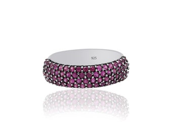 Ruby Sterling Silver Statement Ring - Prong Set Gemstone