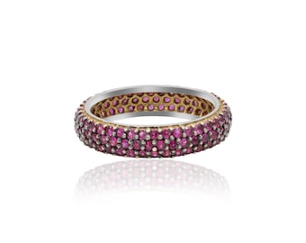Ruby Gemstone Eternity Band Ring: 925 Sterling Silver