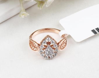 Anello con diamante bianco: oro rosa 14k