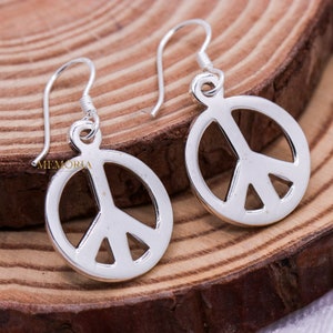 Solid 925 Sterling Silver Earrings, Circle Silver Earrings, Statement Circle Silver Earrings, Handmade Bohemian Dangle Earrings For Women
