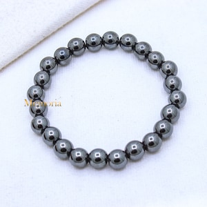 Wholesale Price Hematite Bracelet, Hematite Gemstone Jewelry Bracelet, Plain Round Beaded Stretchable Stone Bracelet, Halloween Gift