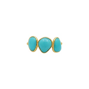Blue Turquoise Gemstone Ring, 18k Yellow Gold Ring, Gold Turquoise Gemstone Ring, Turquoise  Eternity Band Ring, Personalization Gift