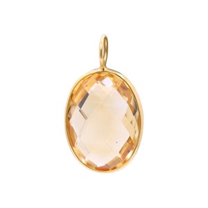 Yellow Citrine Oval Faceted Gemstone Pendant, 9k Yellow Gold Pendant, Citrine Gemstone Pendant, Citrine Pendant, Birthday Gift