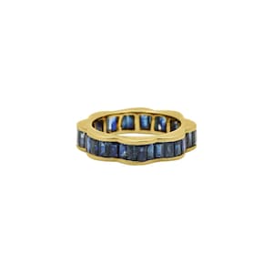 Anillo de eternidad con zafiro baguette en oro amarillo de 18 k - Anillo de promesa