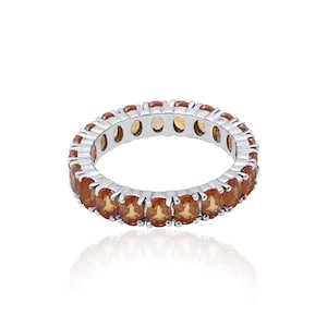 Yellow Sapphire Full Eternity Band Ring, Sapphire Gemstone Ring, 925 Sterling Silver Jewelry Ring, Band Silver Ring, Anniversary Gift