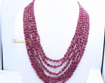 Collana Di Perle Di Rubino Rosso Naturale Sfaccettato 749 Ct - Alta Qualità - JaipurJewels