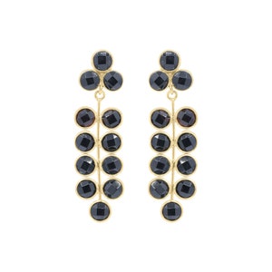 Black Onyx Earrings, 925 Sterling Silver Earrings, Long Dangle Earrings, Bohemian Onyx Earrings, Dangle Drop Earrings, Valentine Gift