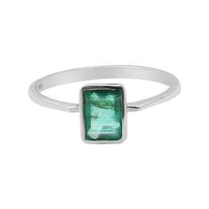 Natural Green Emerald Silver Ring, Emerald Gemstone Ring, Solid 925 Sterling Silver Ring, Emerald Silver Jewelry, Birthday Gifts