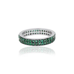 Natural Emerald Eternity Band, Emerald Ring, Emerald May Birthstone, Emerald Wedding Band Ring, Stacking Band Ring, Birthday Gift