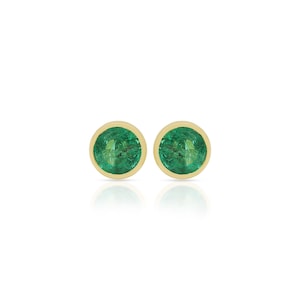 Natural Emerald Stud Earring- 14K Gold Stud- Green Gemstone- Emerald Earring- Proposal Earring- Emerald Jewelry- Wedding Minimalist Studs