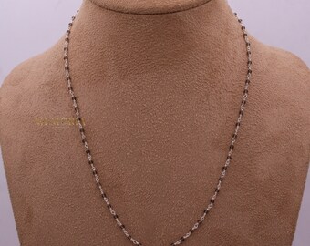Smoky Quartz Beaded Rosary Choker Necklace : 925 Sterling Silver