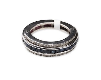 Rubin Saphir Diamant Eternity Ring: 925 Sterling Silber