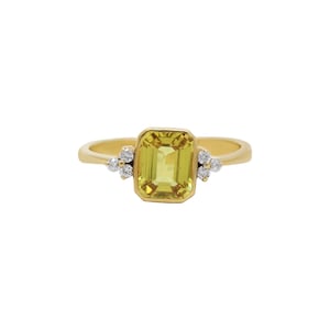 Natural Yellow Sapphire Ring, 18k Yellow Gold Ring, Yellow Sapphire Ring, Engagement Sapphire Ring, Wedding Sapphire Ring, Birthday Gift