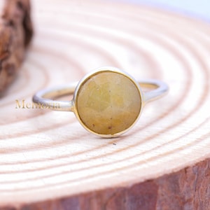 Natural Yellow Sapphire Ring, Yellow Sapphire Gemstone Ring, 925 Sterling Silver Ring, Boho Yellow Sapphire Ring For Women, Birthday Gift