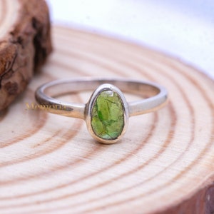 Green Tourmaline Gemstone Ring, Tourmaline Silver Jewelry Ring, 925 Sterling Silver Ring, Statement Ring, October Birthstone Silver Ring
