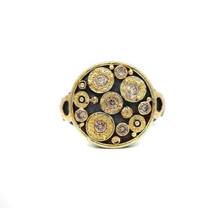 Solid 18K Gold Diamond Unique Mens Ring- Solid Gold Diamond Gold Ring- Antique Diamond Ring- Vintage Diamond Ring set in 18ct- Gifts Item