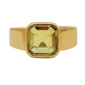 Natural Yellow Sapphire Ring, Cushion Sapphire Ring, 18k Yellow Gold Sapphire Ring, Yellow Sapphire Gold Ring, Birthday Gift