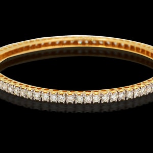 Diamond Bangle, Stacking Diamond Bangle, 18k Yellow Gold Bracelet, Diamond Bangle Bracelet, Bridal Diamond Bracelet Personalization Gift
