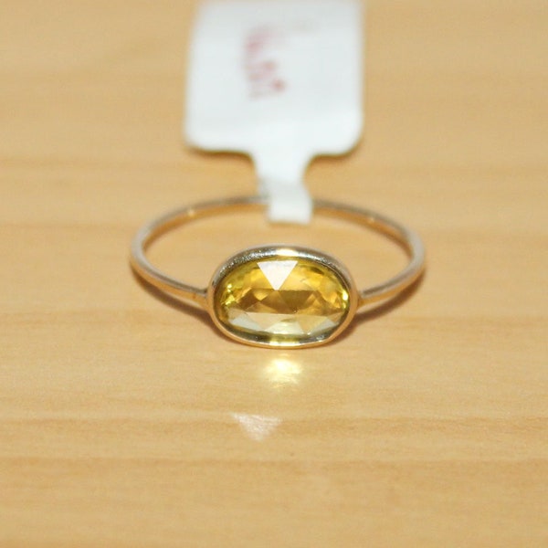 Gelber Saphir Ring, 14K Gelbgold Verlobungsring, Handgemachter Ring, Edelstein Ring, Jubiläumsring, Geburtstagsgeschenke