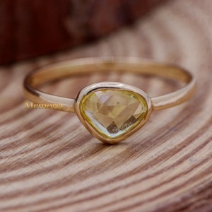Yellow Sapphire Ring, 14k Yellow Gold Ring, Stacking Sapphire Ring, Dainty Sapphire Ring, Boho Sapphire Ring, Birthday Gift