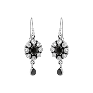Dainty Black Onyx Dangle Earrings, Onyx Dangle Earrings, 925 Sterling Silver Earrings, Handmade Jewelry, CZ Onyx Jewelry, Gift for Daughter