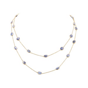 Natural Kyanite Necklace, Kyanite Silver Necklace, Double Layer Necklace, Gemstone Necklace, Chain Necklace, Station Necklace Valentine Gift