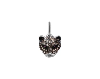 Pendentif panthère diamant aux yeux de rubis : argent sterling 925