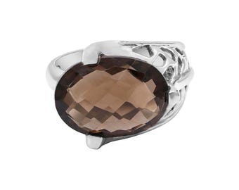 Smoky Quartz Gemstone Ring : 925 Sterling Silver