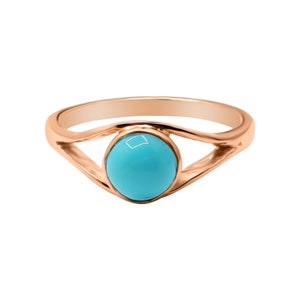 Turquoise Gemstone Ring, Plain Round Cabochon Turquoise Ring, Statement Turquoise Ring, Bohemian Ring For Women, Dainty Turquoise Ring